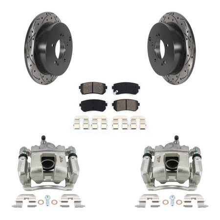 Rear Brake Caliper Drill Slot Rotor Semi-Metallic Pad Kit For Kia Sportage From 12 10 15 KCD-100586S