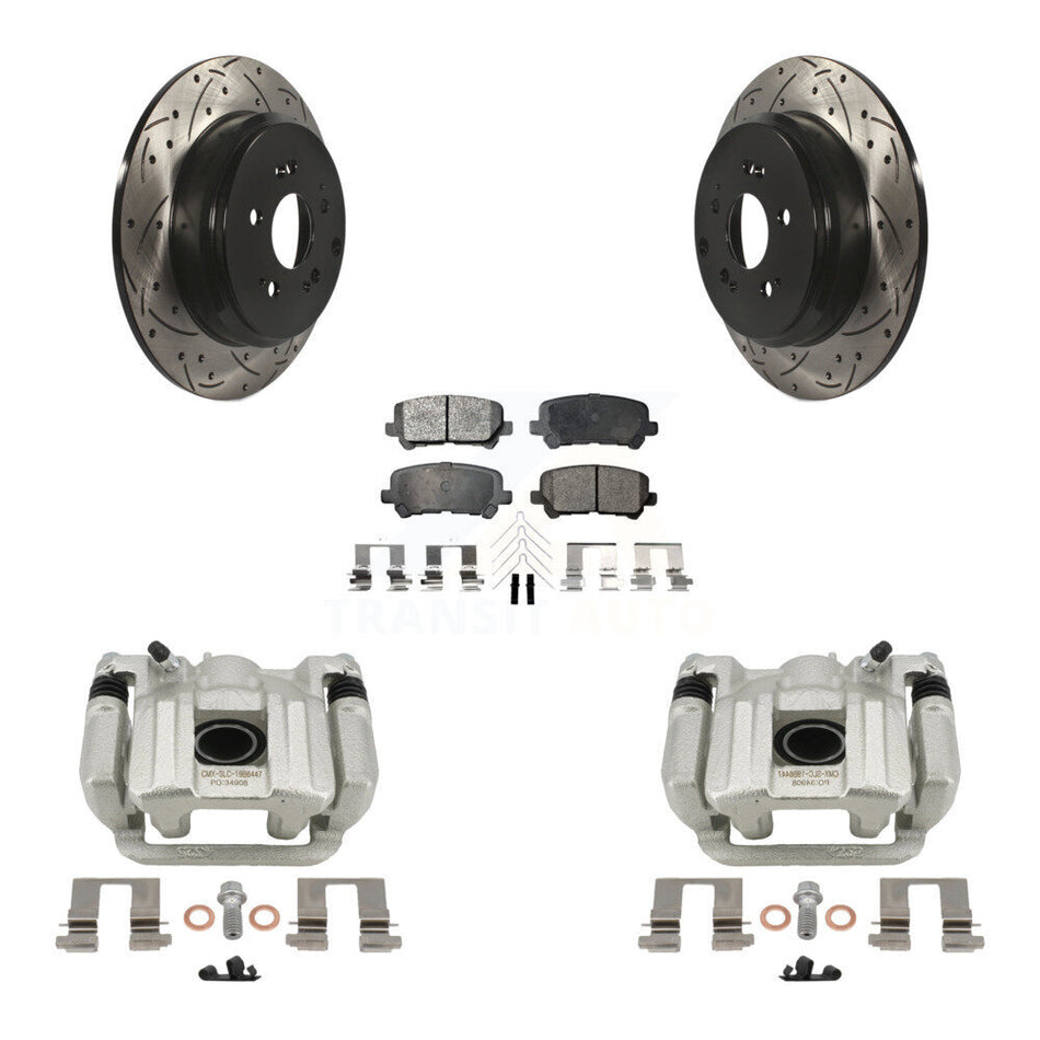Rear Disc Brake Coated Caliper Drilled Slotted Rotors And Semi-Metallic Pads Kit For 2011-2017 Honda Odyssey KCD-100587P
