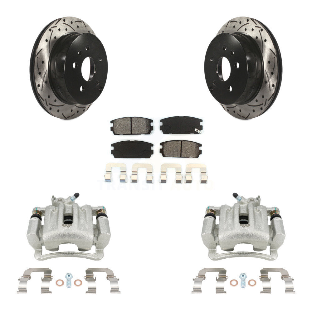 Rear Brake Coat Caliper Drill Slot Rotor Semi-Metallic Pad Kit For Chevrolet Equinox GMC KCD-100587S