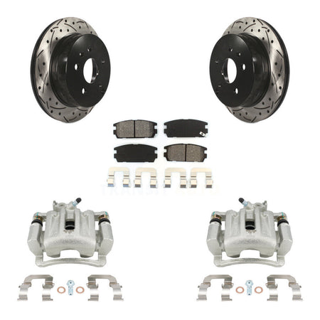 Rear Brake Coat Caliper Drill Slot Rotor Semi-Metallic Pad Kit For Chevrolet Equinox GMC KCD-100587S