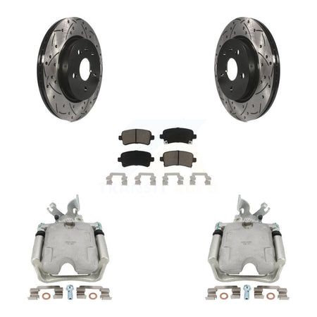 Rear Disc Brake Coated Caliper Drilled Slotted Rotors And Ceramic Pads Kit For Buick LaCrosse Allure KCD-100588C by Transit Auto