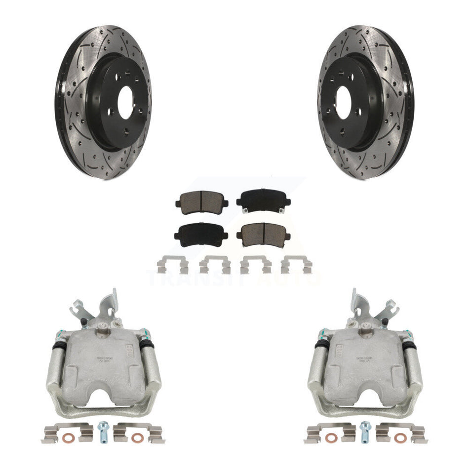 Rear Disc Brake Coated Caliper Drilled Slotted Rotors And Ceramic Pads Kit For Buick LaCrosse Allure KCD-100588C