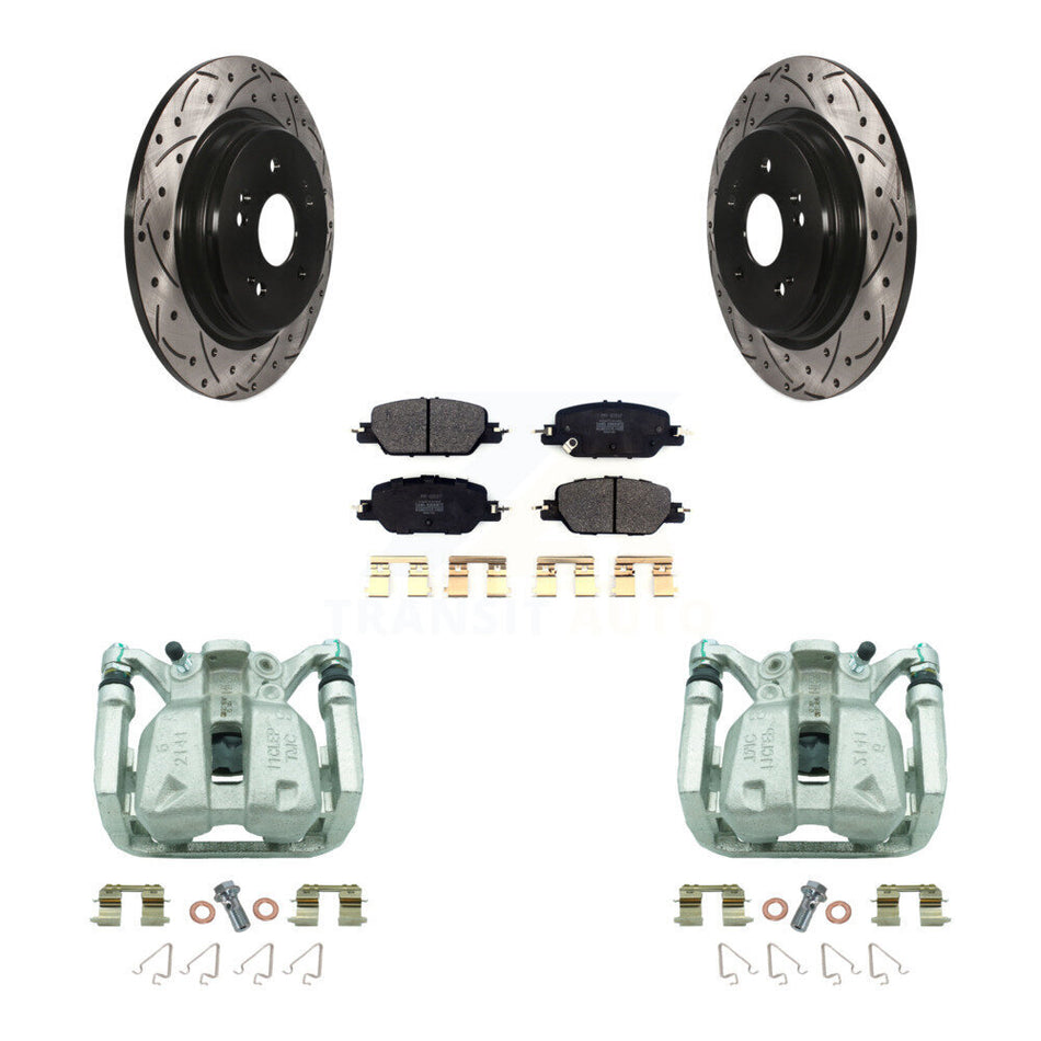 Rear Brake Coat Caliper Drill Slot Rotors Semi-Metallic Pad Kit For 2017-2022 Honda CR-V KCD-100588P