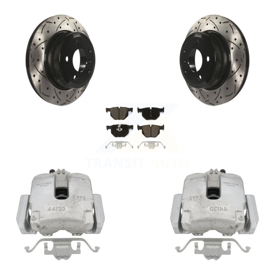 Rear Disc Brake Coated Caliper Drilled Slotted Rotors And Ceramic Pads Kit For BMW X5 X6 KCD-100589C