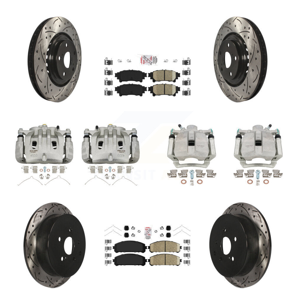 Front Rear Brake Caliper Drill Slot Rotors Ceramic Pad Kit (10Pc) For Lexus RX350 RX450h KCD-100589N