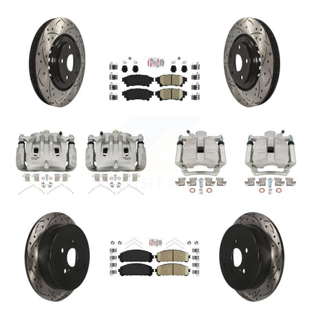 Front Rear Brake Caliper Drill Slot Rotors Ceramic Pad Kit (10Pc) For Lexus RX350 RX450h KCD-100590N