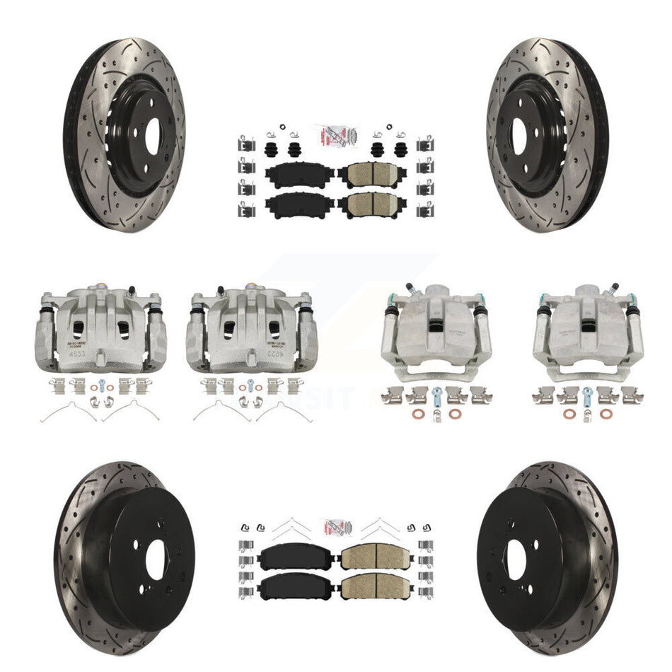 Front Rear Brake Caliper Drill Slot Rotors Ceramic Pad Kit (10Pc) For Lexus RX350 RX450h KCD-100590N