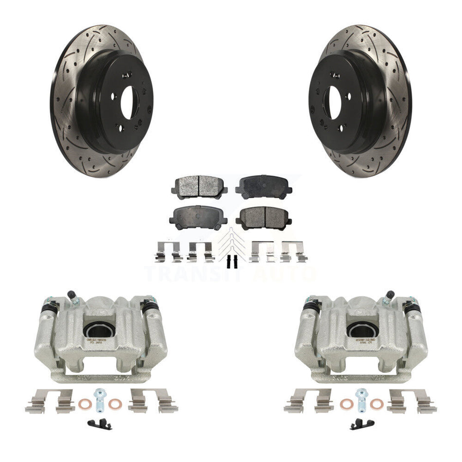 Rear Disc Brake Coated Caliper Drilled Slotted Rotors And Ceramic Pads Kit For Acura MDX ZDX KCD-100590T