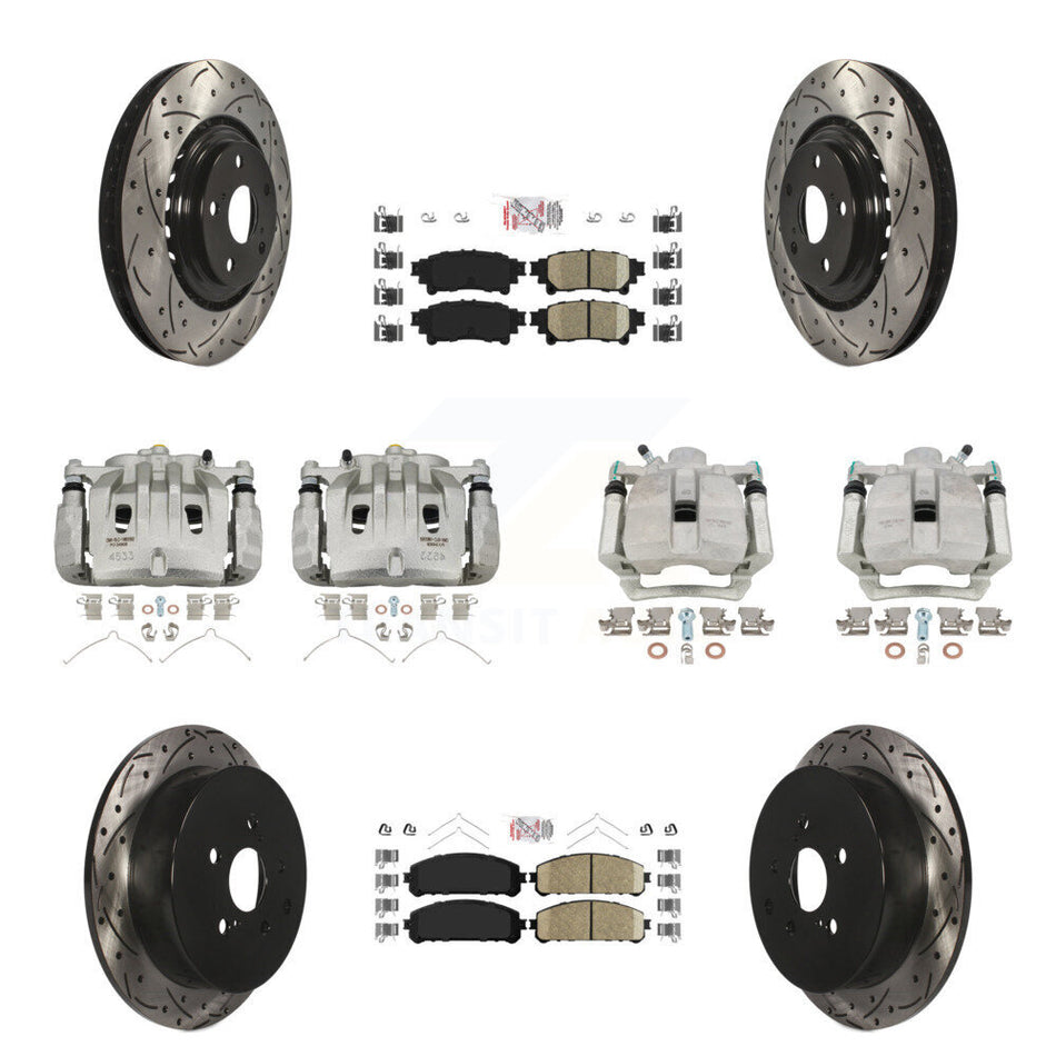Front Rear Brake Caliper Drill Slot Rotors Ceramic Pad Kit (10Pc) For Lexus RX350 RX450h KCD-100591N