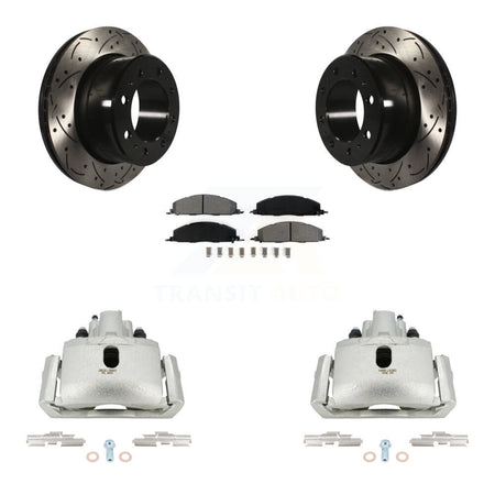 Rear Brake Caliper Drill Slot Rotor Semi-Metallic Pad Kit For Ram 1500 With 8 Lug Wheels KCD-100591S