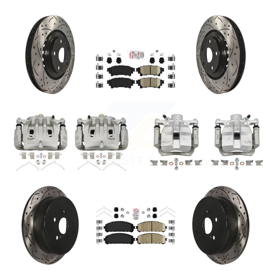 Front Rear Brake Caliper Drill Slot Rotors Ceramic Pad Kit (10Pc) For Lexus RX350 RX450h KCD-100592N