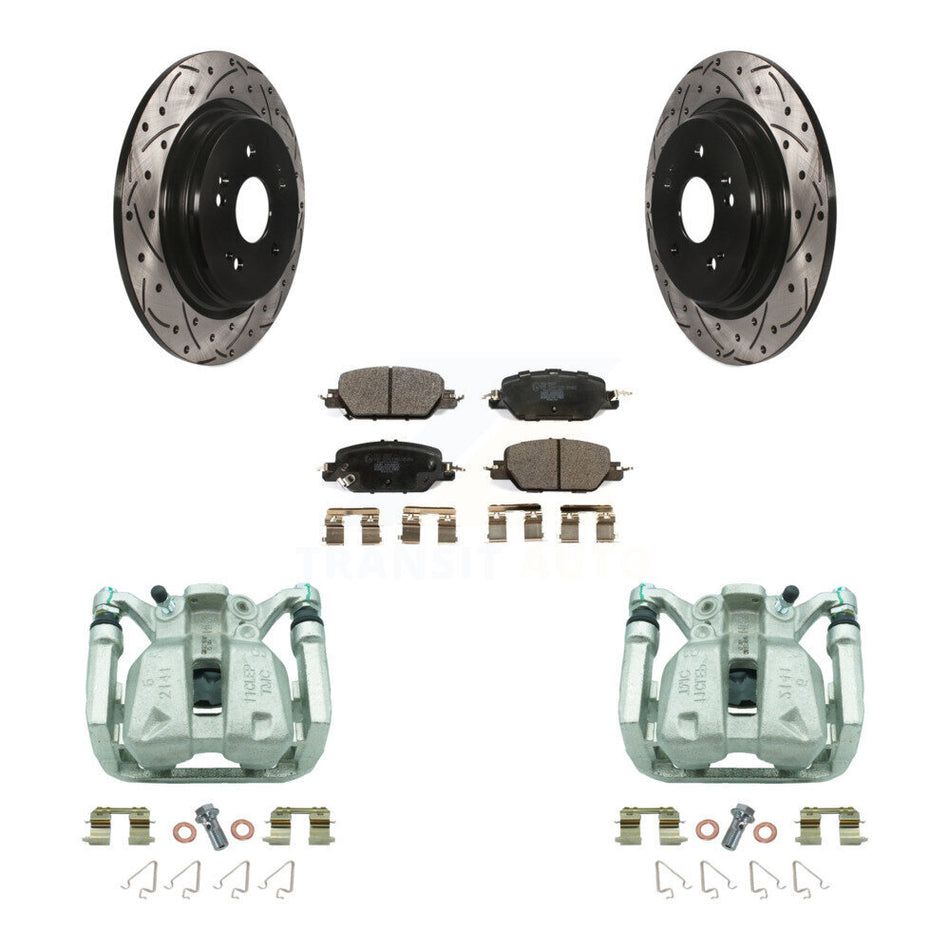 Rear Disc Brake Coated Caliper Drill Slot Rotor Ceramic Pad Kit For 2017-2022 Honda CR-V KCD-100592T
