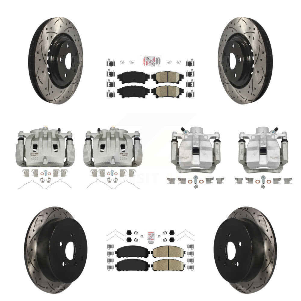 Front Rear Brake Caliper Drill Slot Rotors Ceramic Pad Kit (10Pc) For Lexus RX350 RX450h KCD-100593N