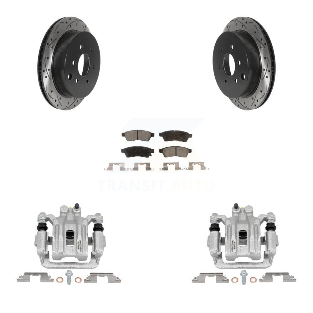 Rear Brake Caliper Drill Slotted Rotor Ceramic Pad Kit For Nissan Frontier Xterra Suzuki KCD-100593T