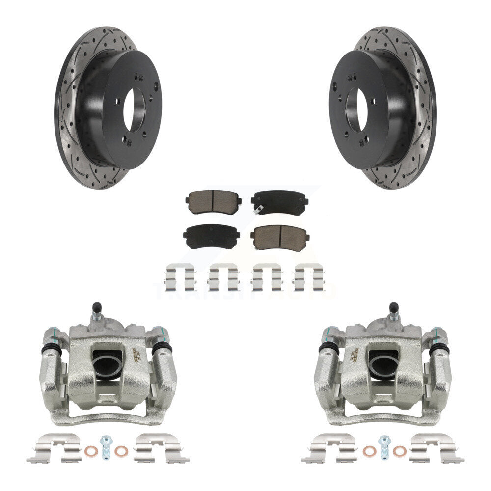 Rear Brake Caliper Drill Slot Rotors Ceramic Pad Kit For 2016 Kia Sportage From 12 10 15 KCD-100594C