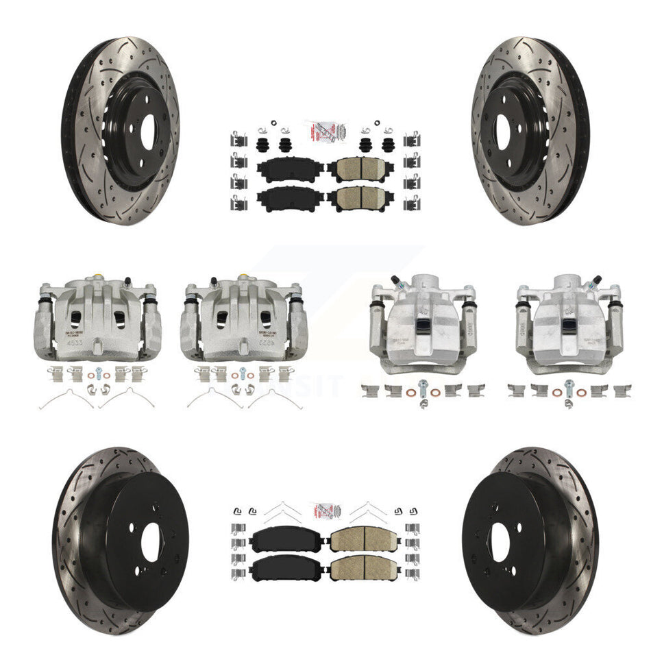 Front Rear Brake Caliper Drill Slot Rotors Ceramic Pad Kit (10Pc) For Lexus RX350 RX450h KCD-100594N