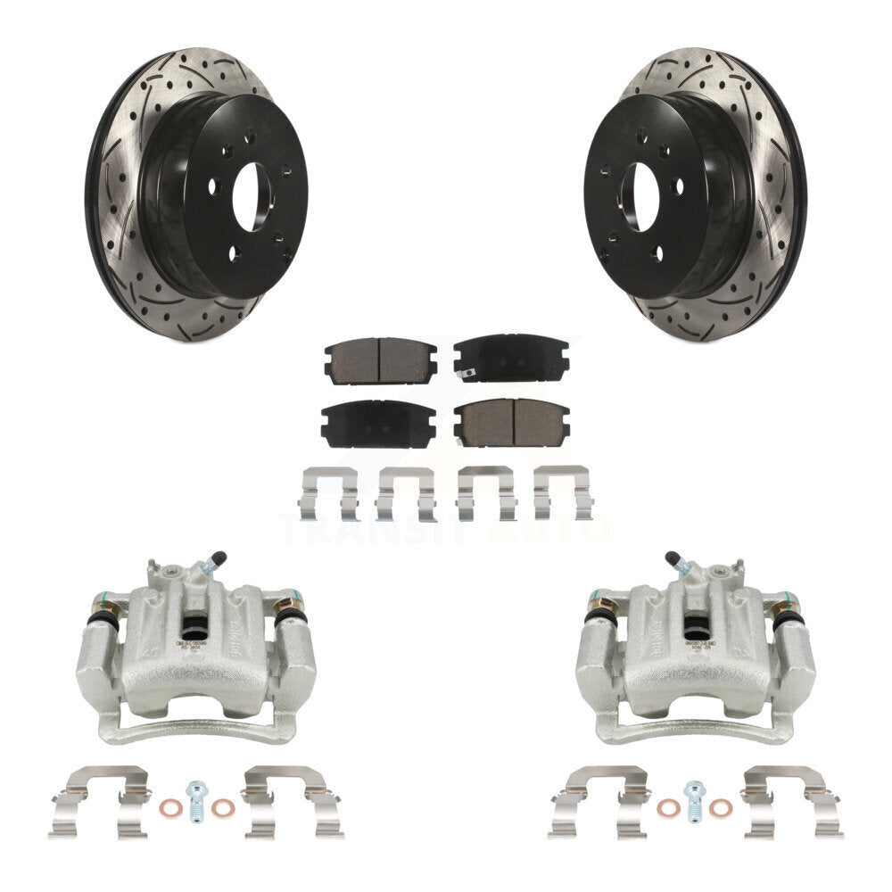 Rear Brake Caliper Drill Slotted Rotor Ceramic Pad Kit For Chevrolet Equinox GMC Terrain KCD-100595C