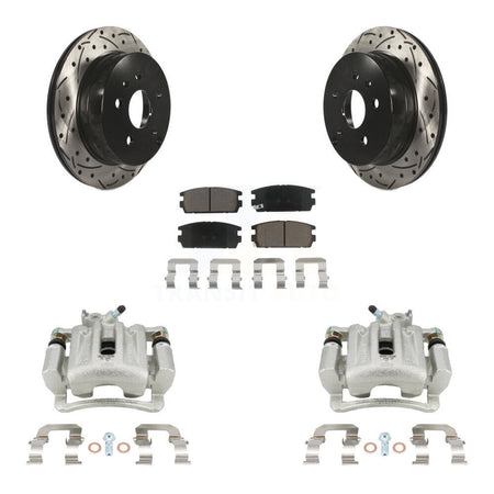 Rear Brake Caliper Drill Slotted Rotor Ceramic Pad Kit For Chevrolet Equinox GMC Terrain KCD-100595C