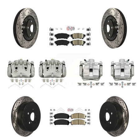 Front Rear Brake Caliper Drill Slot Rotors Ceramic Pad Kit (10Pc) For Lexus RX350 RX450h KCD-100595N