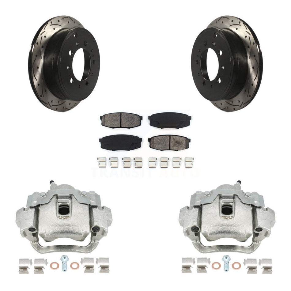 Rear Disc Brake Coated Caliper Drilled Slotted Rotors And Semi-Metallic Pads Kit For Lexus LX570 Toyota Land Cruiser KCD-100595S