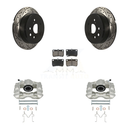 Rear Disc Brake Coated Caliper Drilled Slotted Rotors And Ceramic Pads Kit For Lexus IS250 KCD-100596C by Transit Auto