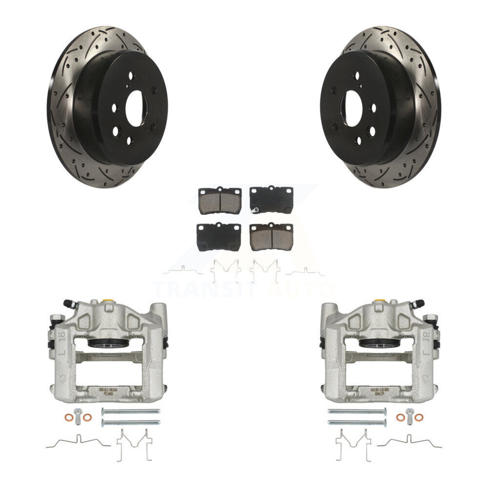 Rear Brake Coat Caliper Drill Slot Rotors Ceramic Pad Kit For 2010-2011 Lexus IS250 Base KCD-100597C