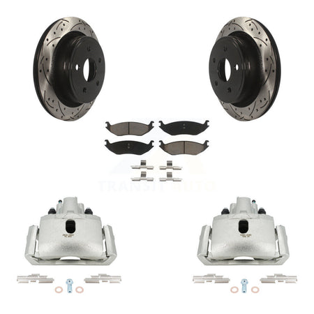 Rear Brake Caliper Drilled Slot Rotor Ceramic Pad Kit For Ram 1500 Classic Dodge Durango KCD-100598C