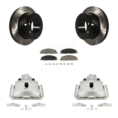 Rear Brake Caliper Drill Slot Rotors Ceramic Pad Kit For 2012 Ram 1500 With 8 Lug Wheels KCD-100599C