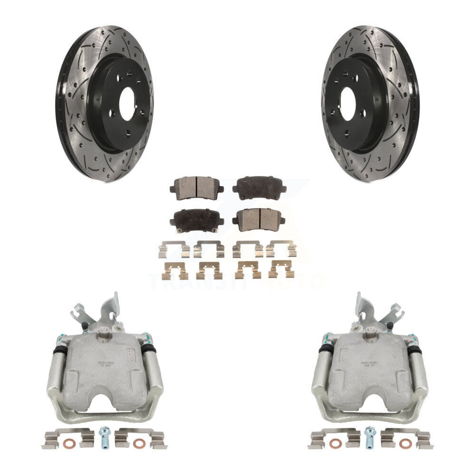 Rear Disc Brake Coated Caliper Drilled Slotted Rotors And Ceramic Pads Kit For Buick LaCrosse Allure KCD-100599T