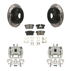 Rear Disc Brake Coated Caliper Drilled Slotted Rotors And Semi-Metallic Pads Kit For Honda CR-V Acura RDX KCD-100601S