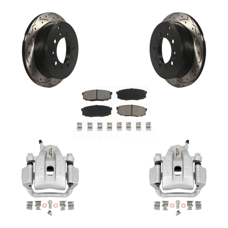 Rear Brake Coated Caliper Drill Slotted Rotors Ceramic Pad Kit For Toyota Tundra Sequoia KCD-100602C