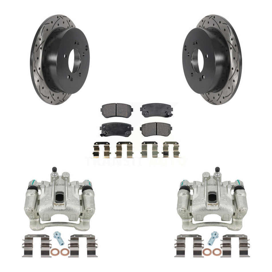 Rear Disc Brake Coated Caliper Drilled Slotted Rotors And Ceramic Pads Kit For Hyundai Tucson Kia Sportage AWD KCD-100603T