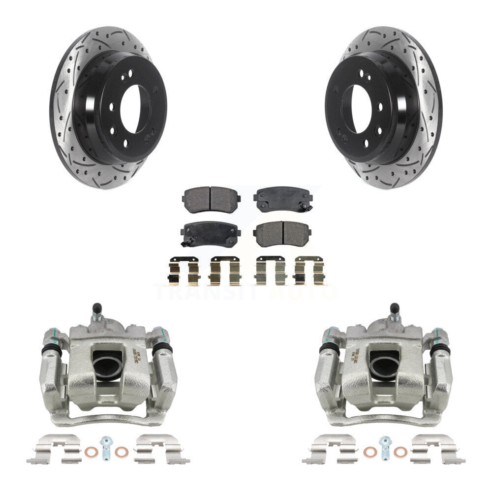 Rear Brake Caliper Drill Slot Rotors Ceramic Pad Kit For 2016 Kia Sportage From 12 10 15 KCD-100604T