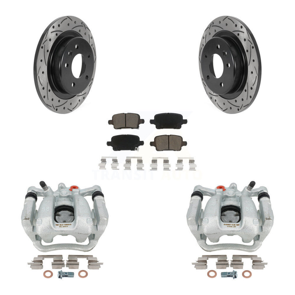 Rear Disc Brake Coated Caliper Drilled Slotted Rotors And Ceramic Pads Kit For Buick LaCrosse Regal TourX KCD-100605C