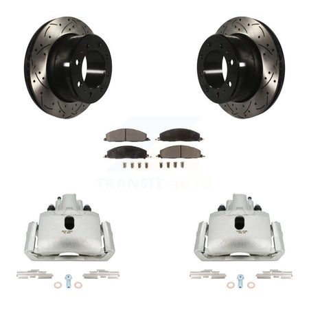 Rear Brake Caliper Drill Slot Rotor Semi-Metallic Pad Kit For Ram 1500 With 8 Lug Wheels KCD-100605P