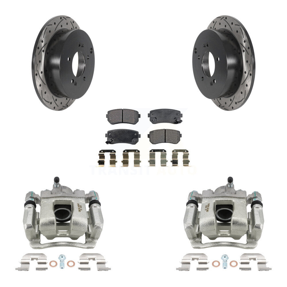 Rear Brake Caliper Drill Slot Rotors Ceramic Pad Kit For 2016 Kia Sportage From 12 10 15 KCD-100605T