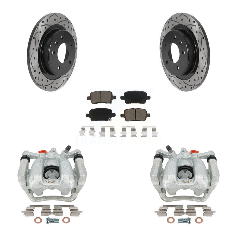Rear Disc Brake Coated Caliper Drilled Slotted Rotors And Ceramic Pads Kit For 2018-2020 Chevrolet Equinox GMC Terrain KCD-100606C
