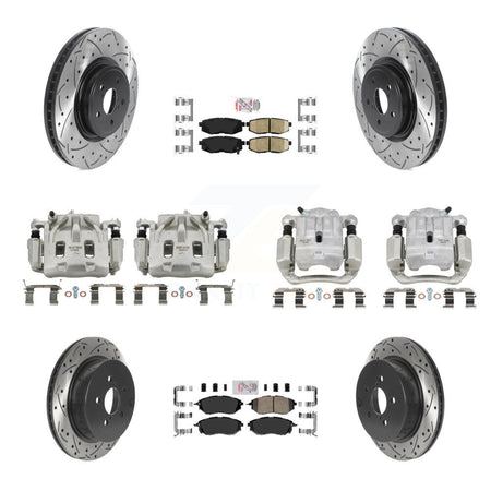 Front Rear Brake Caliper Drill Slotted Rotors Ceramic Pad Kit (10Pc) For Subaru Forester KCD-100606N