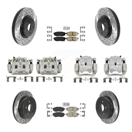 Front Rear Brake Caliper Drill Slotted Rotors Ceramic Pad Kit (10Pc) For Subaru Forester KCD-100607N