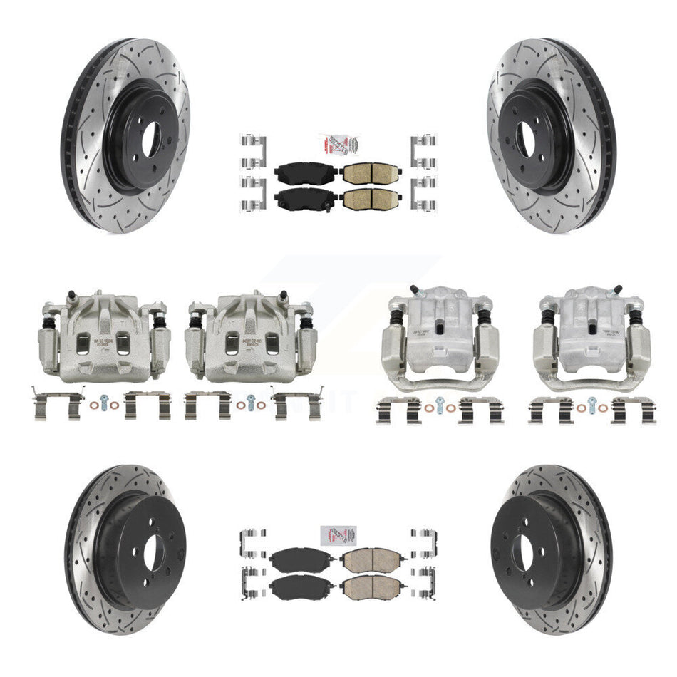 Front Rear Brake Caliper Drill Slotted Rotors Ceramic Pad Kit (10Pc) For Subaru Forester KCD-100607N