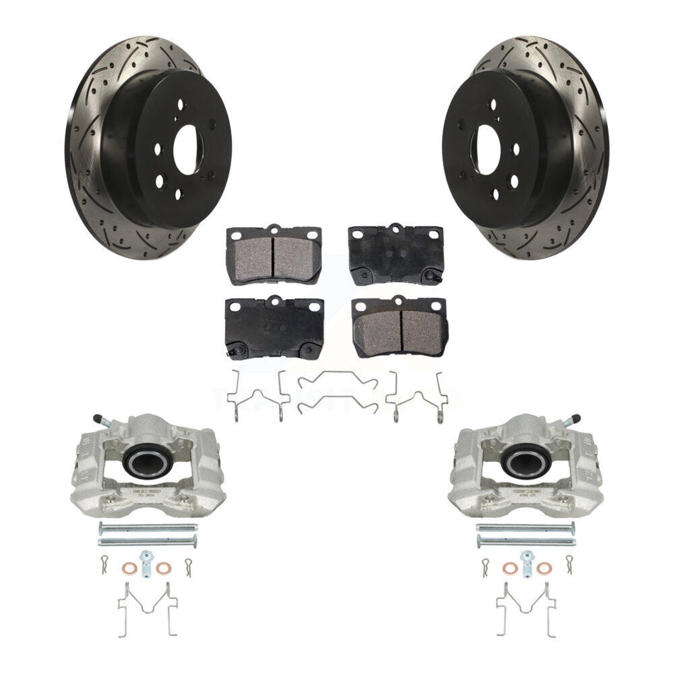 Rear Disc Brake Coated Caliper Drilled Slotted Rotors And Ceramic Pads Kit For Lexus IS250 KCD-100607T