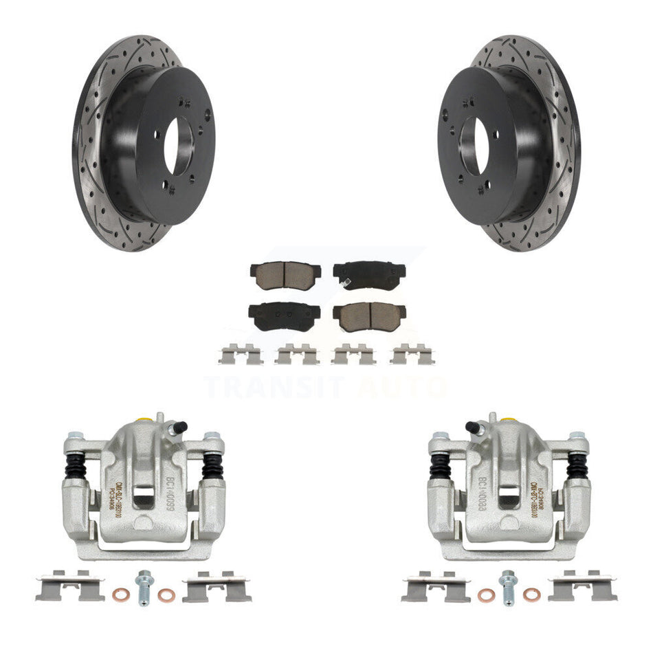 Rear Disc Brake Coated Caliper Drilled Slotted Rotors And Ceramic Pads Kit For Kia Sportage Hyundai Tucson KCD-100608C