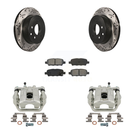 Rear Disc Brake Coated Caliper Drilled Slotted Rotors And Semi-Metallic Pads Kit For Nissan Rogue Sport LEAF KCD-100608S by Transit Auto