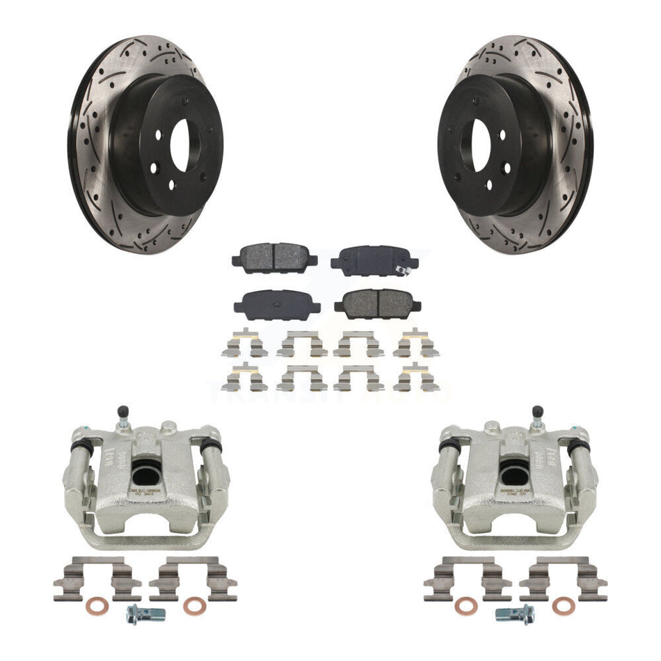 Rear Disc Brake Coated Caliper Drilled Slotted Rotors And Semi-Metallic Pads Kit For Nissan Rogue Sport LEAF KCD-100608S