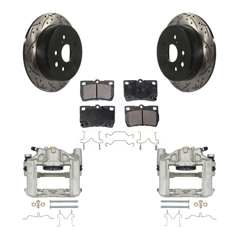 Rear Brake Coat Caliper Drill Slot Rotors Ceramic Pad Kit For 2010-2011 Lexus IS250 Base KCD-100608T