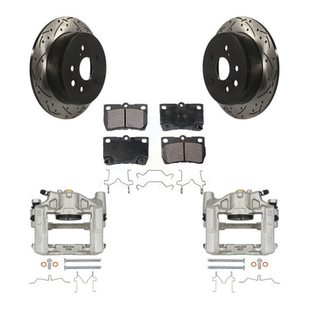 Rear Brake Coat Caliper Drill Slot Rotors Ceramic Pad Kit For 2010-2011 Lexus IS250 Base KCD-100608T