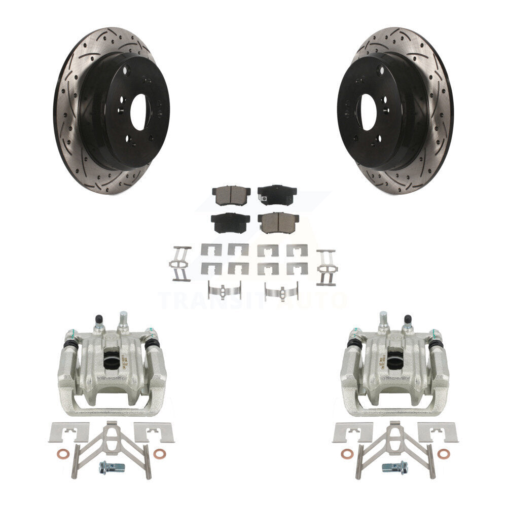 Rear Disc Brake Coated Caliper Drilled Slotted Rotors And Ceramic Pads Kit For Acura RDX KCD-100609C by Transit Auto