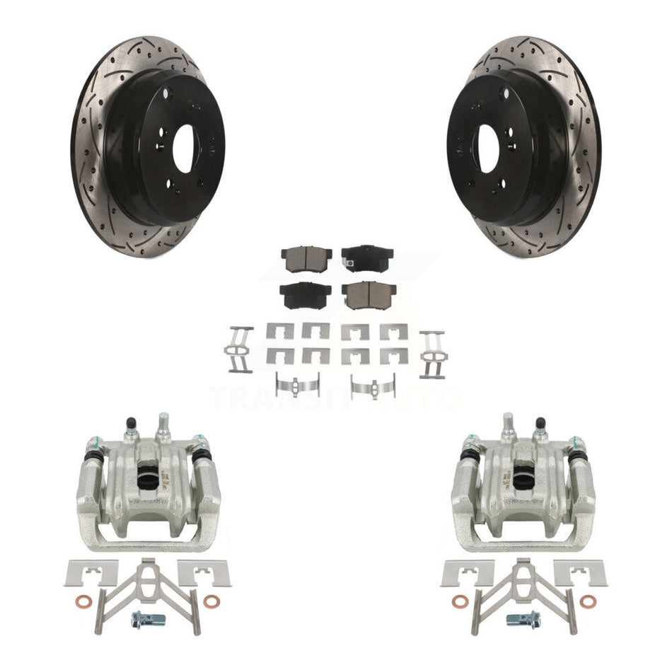 Rear Disc Brake Coated Caliper Drilled Slotted Rotors And Ceramic Pads Kit For Acura RDX KCD-100609C