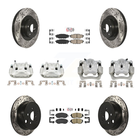 Front Rear Brake Caliper Drill Slot Rotors Ceramic Pad Kit (10Pc) For Subaru Forester XV KCD-100609N