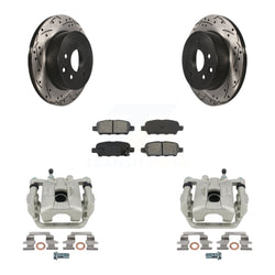 Rear Disc Brake Coated Caliper Drilled Slotted Rotors And Semi-Metallic Pads Kit For Nissan Rogue Select X-Trail KCD-100609S